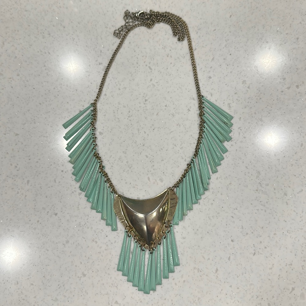 Light Blue and Gold Statement Necklace